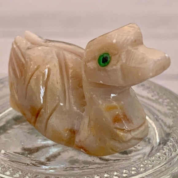 Soapstone Duck Miniature Figurine Carving Crystal Healing Animal Pocket Pet 1.5" - Picture 2 of 8